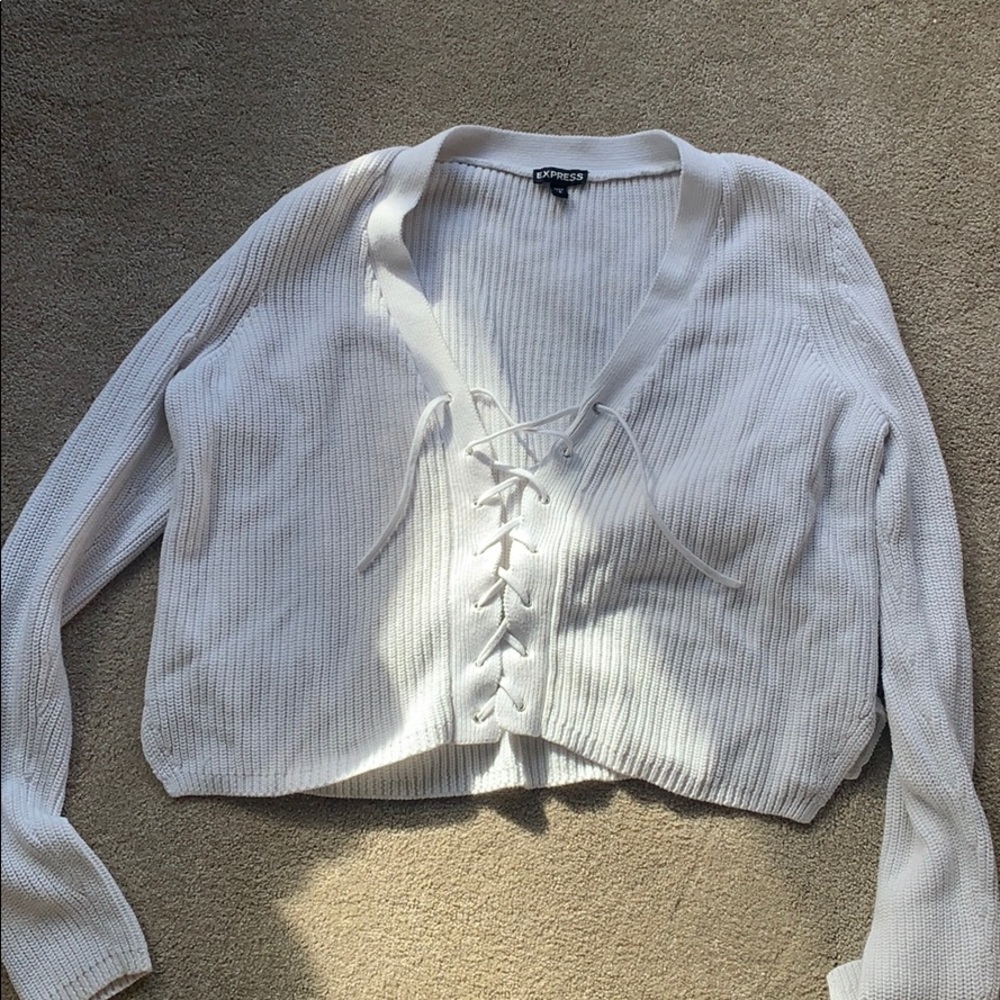 Express cropped white sweater
